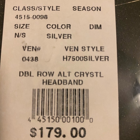 Stunning David’s Bridal CRYSTAL & Silver Double Row Headband Headpiece - Picture 6 of 7